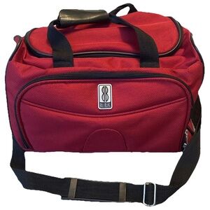 VTG Bill Blass 15” Weekender Multi Travel Compartment Red Duffle Luggage Bag
